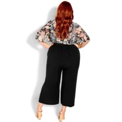 Women's Plus Size Nouveau Tie Pant - Black| CITY CHIC