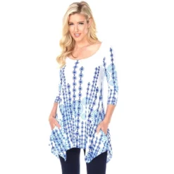 Women's 3/4 Sleeve Printed Rella Tunic Top With Pockets - White Mark -Trendy Women GUEST 6ce29204 4971 4167 b5af 120335d48650