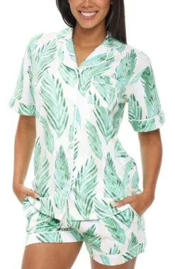 Women's Soft Cotton Knit Jersey Pajamas Lounge Set, Short Sleeve Top And Shorts With Pockets -Trendy Women GUEST 6cf3b056 8a55 4a53 b6b0 c8ac843ebd49