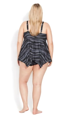 Trendy Women 17 Women's Plus Size Hanky Print Tankini Top - Black Ripple | EVANS
