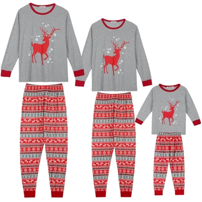 Cheibear Christmas Deer Print Long Sleeve Tee With Pants Loungewear Family Pajama Sets 4 Cheibear Christmas Deer Print Long Sleeve Tee With Pants Loungewear Family Pajama Sets - Image 4