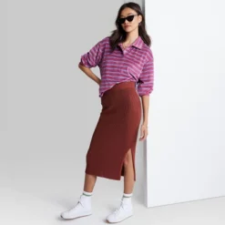 Women's Ascot + Hart Graphic Midi Knit Skirt - Brown -Trendy Women GUEST 6d8f2df4 15d9 4874 9eb2 db372f3b8235