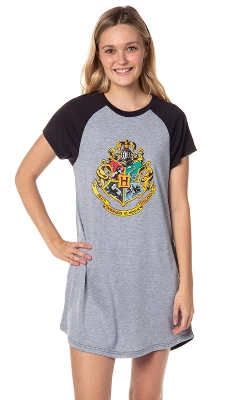 Harry Potter Juniors' Wizarding World Hogwarts Crest Sleep Pajama Nightgown Grey 5 Harry Potter Juniors' Wizarding World Hogwarts Crest Sleep Pajama Nightgown Grey - Image 5