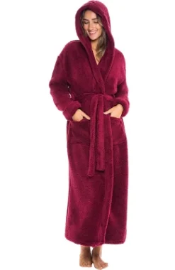 Women's Fuzzy Plush Fleece Bathrobe With Hood, Soft Warm Hooded Lounge Robe -Trendy Women GUEST 6f618661 3d17 4f17 8cff 2d609d988513