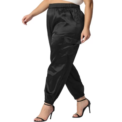 Agnes Orinda Women's Plus Size Cargo Elastic Waist Athleisure Ankle Length Satin Joggers Pant 7 Agnes Orinda Women's Plus Size Cargo Elastic Waist Athleisure Ankle Length Satin Joggers Pant - Image 7