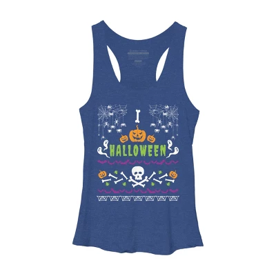 Women's Design By Humans Halloween Lover Ugly Sweater By Machmigo Racerback Tank Top 5 Women's Design By Humans Halloween Lover Ugly Sweater By Machmigo Racerback Tank Top - Image 5