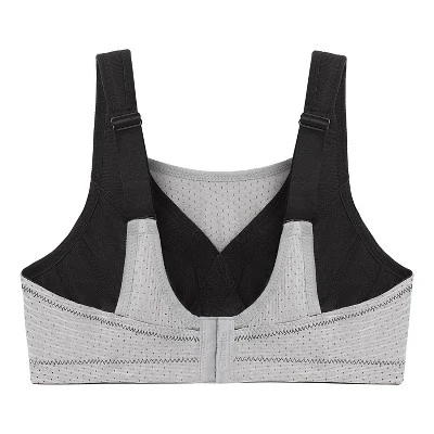 Glamorise Womens Custom Control Sports Wirefree Bra 1166 Black/Grey 4 Glamorise Womens Custom Control Sports Wirefree Bra 1166 Black/Grey - Image 4