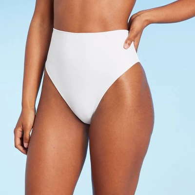 Women's High Waist Cheeky Bikini Bottom - Shade & Shore™ White 7 Women's High Waist Cheeky Bikini Bottom - Shade & Shore™ White - Image 7
