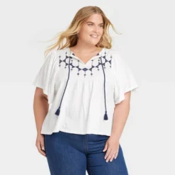 Women's Flutter Short Sleeve Embroidered Top - Knox Rose™ -Trendy Women GUEST 7219e424 3475 4bed 844e 51a2a84403f5