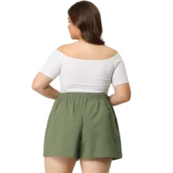 Agnes Orinda Women's Plus Size Pants Loose Slant Pocket Elastic Waist Straight Leg Shorts -Trendy Women GUEST 723e7673 68fd 452d 9d4c ab99358d5719