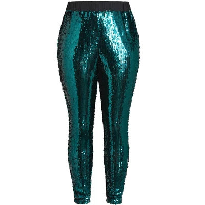 Women's Plus Size Sequin Party Pant - Emerald | CITY CHIC 8 Women's Plus Size Sequin Party Pant - Emerald | CITY CHIC - Image 8