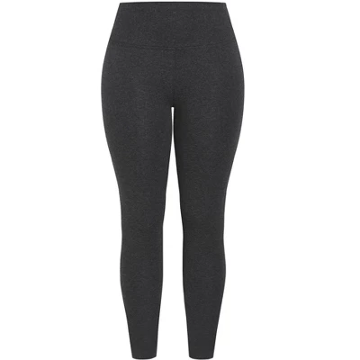 Women's Plus Size Supima® High Rise Legging Charcoal - Petite | AVENUE LEISURE 2 Women's Plus Size Supima® High Rise Legging Charcoal - Petite | AVENUE LEISURE - Image 2