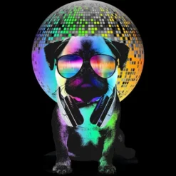 Junior's Design By Humans Disco Pug By Clingcling T-Shirt