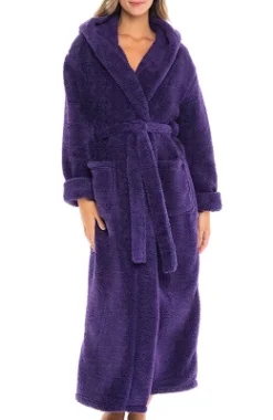 Women's Fuzzy Plush Fleece Bathrobe With Hood, Soft Warm Hooded Lounge Robe -Trendy Women GUEST 74bd77f2 c882 405d 8c5b 1c7e042ebbbf