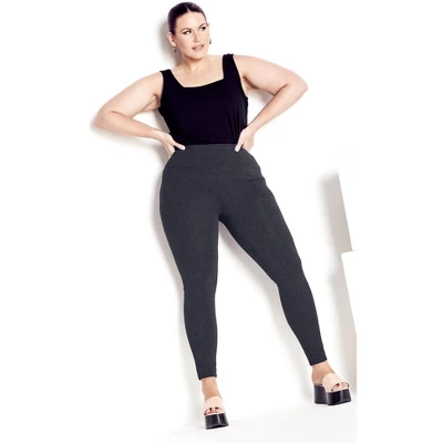 Women's Plus Size Supima® High Rise Legging Charcoal - Petite | AVENUE LEISURE 6 Women's Plus Size Supima® High Rise Legging Charcoal - Petite | AVENUE LEISURE - Image 6