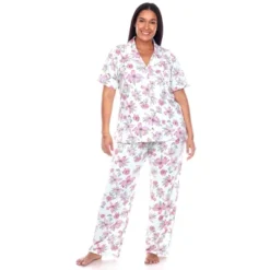 Women's Plus Size Short Sleeve Top And Pants Pajama Set - White Mark -Trendy Women GUEST 75f2c328 7efe 4931 8337 a7130b00259f