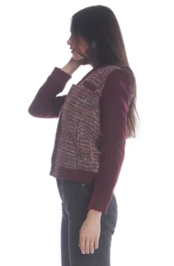 Members Only Women's Updated Tweed Varsity Jacket With Contrast Sleeve