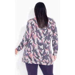Women's Plus Size Curve Cross Hem Print Tunic - Abstract Camo | AVE LEISURE