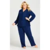 Women's Plus Size Button Fleece Top - Navy | AVENUE