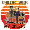 Women's Design By Humans Chillin With My Creeps 80's Style Halloween Characters By MerchHQ Racerback Tank Top