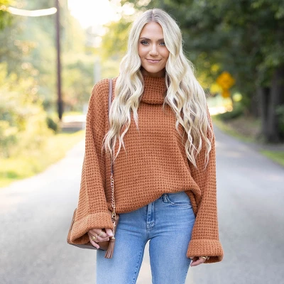 Women's Chunky Knit Turtleneck Sweater - Cupshe 5 Women's Chunky Knit Turtleneck Sweater - Cupshe - Image 5