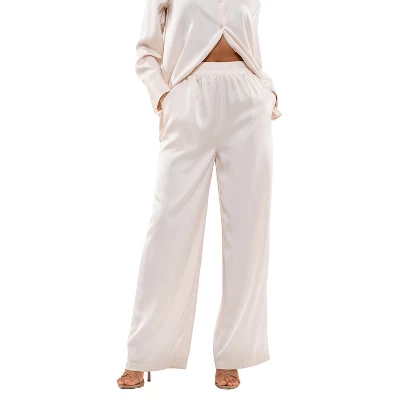 August Sky Women's Solid Satin Wide Leg Pants 7 August Sky Women's Solid Satin Wide Leg Pants - Image 7