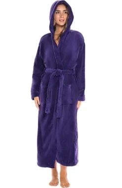 Women's Classic Winter Robe, Hooded Cozy Plush Fleece Bathrobe -Trendy Women GUEST 7b5cb0a4 85b6 49ed 9e94 5ec903482539