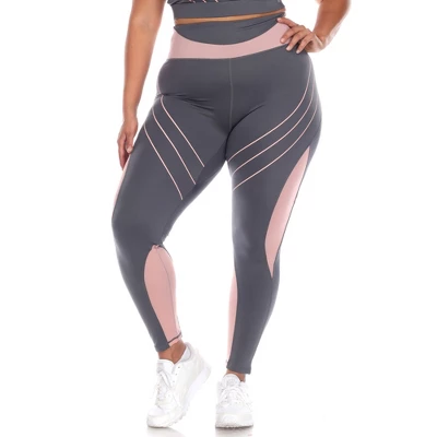 White Mark - Plus Size High-Waist Reflective Piping Fitness Leggings 7 White Mark - Plus Size High-Waist Reflective Piping Fitness Leggings - Image 7