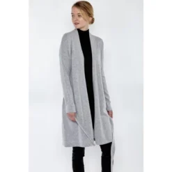JENNIE LIU Women's 100% Pure Cashmere Long Sleeve Belted Lux Wrap Cardigan Robe Sweater -Trendy Women GUEST 7cd36275 ae84 4f8b 81d0 3402d5d38e07