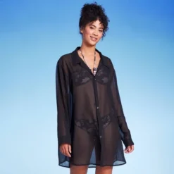 Women's Long Sleeve Cover Up Shirtdress - Shade & Shore™ Black 7 Women's Long Sleeve Cover Up Shirtdress - Shade & Shore™ Black -Trendy Women GUEST 7e052b01 4f40 4f04 88e6 541867f161e8