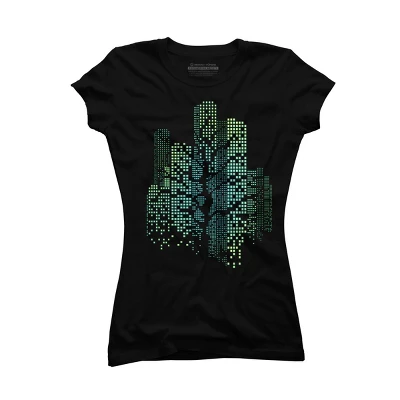 Junior's Design By Humans City Lights And Tree By Alnavasord T-Shirt 2 Junior's Design By Humans City Lights And Tree By Alnavasord T-Shirt - Image 2