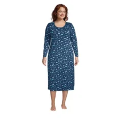 Lands' End Women's Supima Cotton Long Sleeve Midcalf Nightgown -Trendy Women GUEST 8036c321 9711 441d b0f2 66d2986a97d0