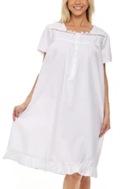 Women's Cotton Victorian Nightgown, Sophia Short Sleeve Lace Trimmed Button Up Short Sleeve Vintage Night Dress Gown 13 Women's Cotton Victorian Nightgown, Sophia Short Sleeve Lace Trimmed Button Up Short Sleeve Vintage Night Dress Gown -Trendy Women GUEST 8049fd08 8ddc 4681 be39 a01f87498c20