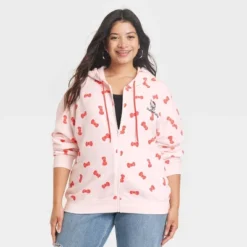 Women's Sanrio Hello Kitty Bow Zip-Up Graphic Hoodie - Pink -Trendy Women GUEST 81132368 f877 4469 b998 aa0568e189ad