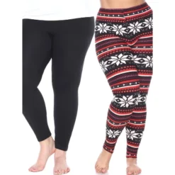 Women's Pack Of 2 Plus Size Leggings - One Size Fits Most Plus - White Mark -Trendy Women GUEST 81782fac b399 4003 8248 22c2fbc445c3