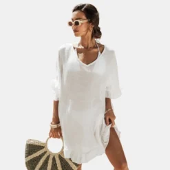 Women's Ruffled V-Neck Back Tie Cover-Up Mini Dress - Cupshe -Trendy Women GUEST 82d97b23 074c 4c8a 9520 664a9b94cdae