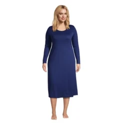 Lands' End Women's Supima Cotton Long Sleeve Midcalf Nightgown -Trendy Women GUEST 8378d0f8 a092 4ccf 81ae f893c2e1ff80