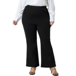 Agnes Orinda Women's Plus Size Bell Bottom Flare Leg Stretchy High Waist With Pockets Long Pants