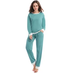 Cheibear Womens Lounge Sets Long Sleeves Round Neck Soft With Pants Sleepwear Pajamas -Trendy Women GUEST 855b29ac 66c5 420f b9cd 21363583d41c