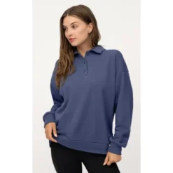 Yogalicious Womens Cloud Plush Grove Cozy Polo Sweatshirt -Trendy Women GUEST 8648af51 d92a 41f1 aaa4 b99373c7444a