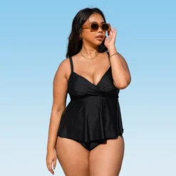 Women's V Neck Wrapped Plus Size Tankini Set - Cupshe -Trendy Women GUEST 86827a6e 4110 4d38 b9e6 a48c6b193cfa
