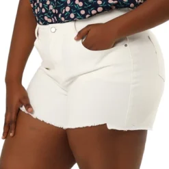 Agnes Orinda Women's Plus Size Denim Mid-Rise Stretchy Raw Hem Casual Jean Shorts -Trendy Women GUEST 87dbe729 3622 4232 be98 fabbb31faf8e