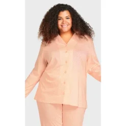 Women's Plus Size Button Through Sleep Top - Pink | AVENUE -Trendy Women GUEST 8a1c85c8 fc1b 4e5a bd48 b1f321f20d33