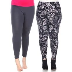 Women's Pack Of 2 Plus Size Leggings - One Size Fits Most Plus - White Mark -Trendy Women GUEST 8a6477df 0add 48e7 90af 8f6c590f26fa