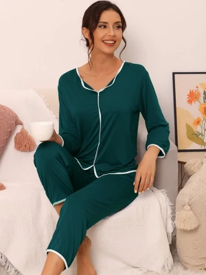 Cheibear Womens Sleepwear Pajamas Long Sleeve Pullover Tops With Pants Lounge Sets 1 Cheibear Womens Sleepwear Pajamas Long Sleeve Pullover Tops With Pants Lounge Sets