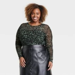 Women's Slim Fit Long Sleeve Lined Mesh T-Shirt - Ava & Viv™ 7 Women's Slim Fit Long Sleeve Lined Mesh T-Shirt - Ava & Viv™ -Trendy Women GUEST 8c25fc79 c1ca 44a8 a2e1 f09e5a39cbad