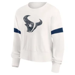 NFL Houston Texans Women's Primary Antique Long Sleeve Crew Fleece Sweartshirt