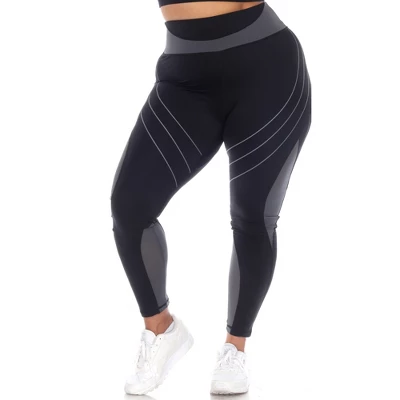 White Mark - Plus Size High-Waist Reflective Piping Fitness Leggings 4 White Mark - Plus Size High-Waist Reflective Piping Fitness Leggings - Image 4