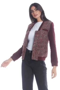 Members Only Women's Updated Tweed Varsity Jacket With Contrast Sleeve -Trendy Women GUEST 8dd1c829 9b43 4198 bef4 47a46c3b8d62