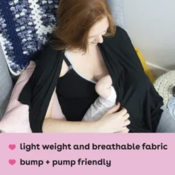Bamboobies Open Maternity Nursing Shaw For Breastfeeding, One Size Fits All, Shibori Black -Trendy Women GUEST 8de89bac 203f 409f 965b aae792a66409